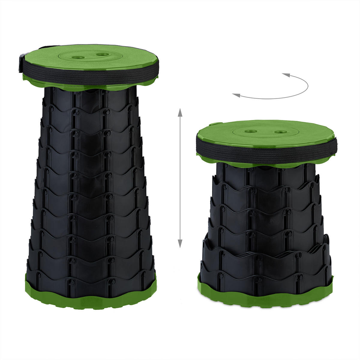 TELESKOPHOCKER - Schwarz, Kunststoff (25/44.5/25cm) - Relaxdays