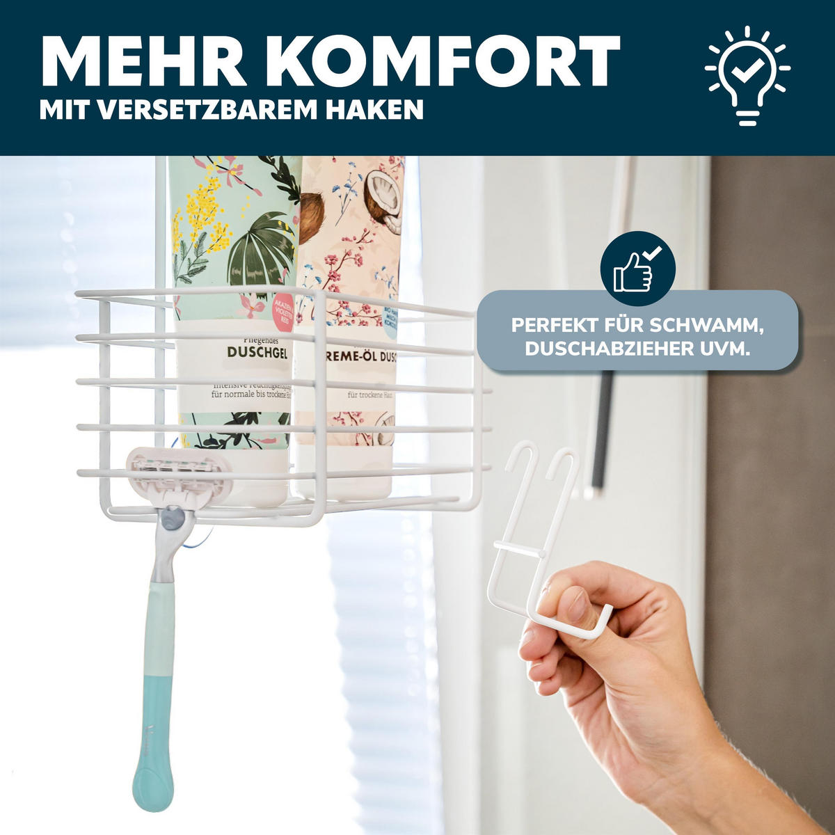 DUSCHREGAL, weiß - Weiß, Metall (23/42/12cm) - bremermann