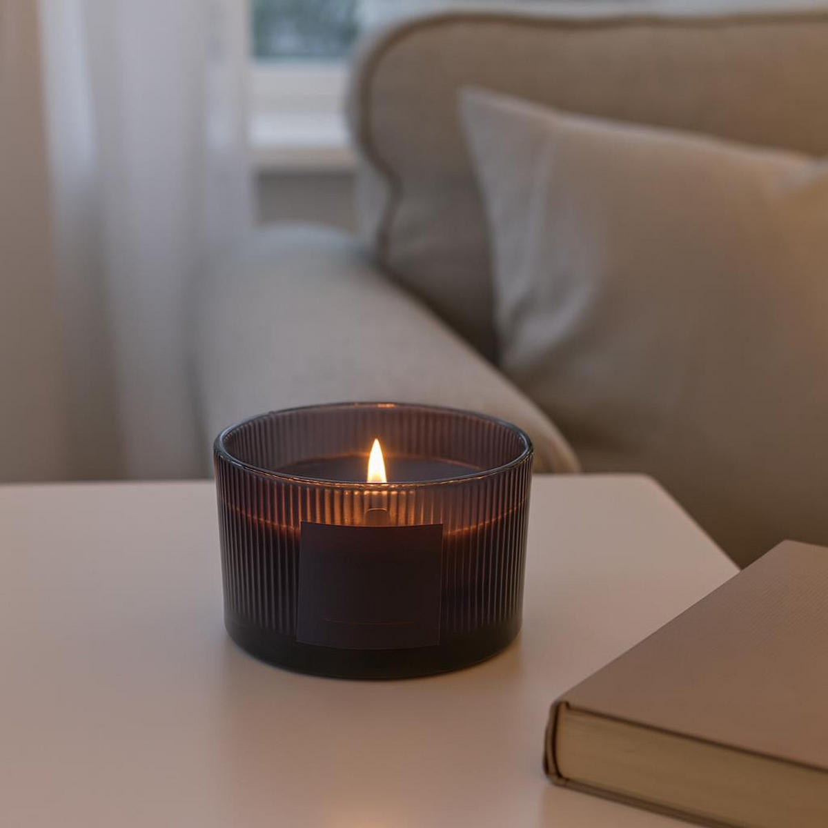 DUFTKERZE 18 Std. Brenndauer Fodu 13/13/8 cm - Anthrazit, Paraffin (13/8cm) - Home Styling Collection