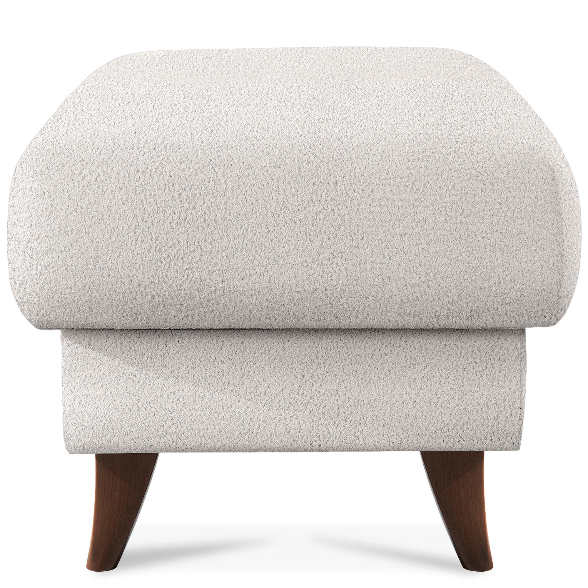 HOCKER GUSTAVO Fußstütze, Bouclé, Weiß - Weiß, Holz/Holzwerkstoff (53/49/53cm) - KONSIMO®