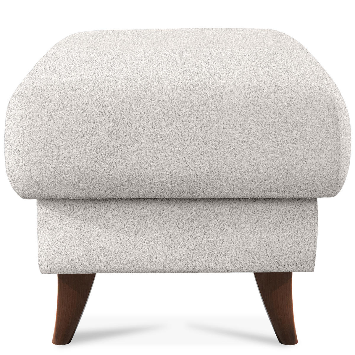 HOCKER GUSTAVO Fußstütze, Bouclé, Weiß - Weiß, Holz/Holzwerkstoff (53/49/53cm) - KONSIMO®