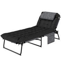 SONNENLIEGE mit Seitentasche Schwarz - Schwarz, Textil/Metall (189/30/68cm) - Outsunny