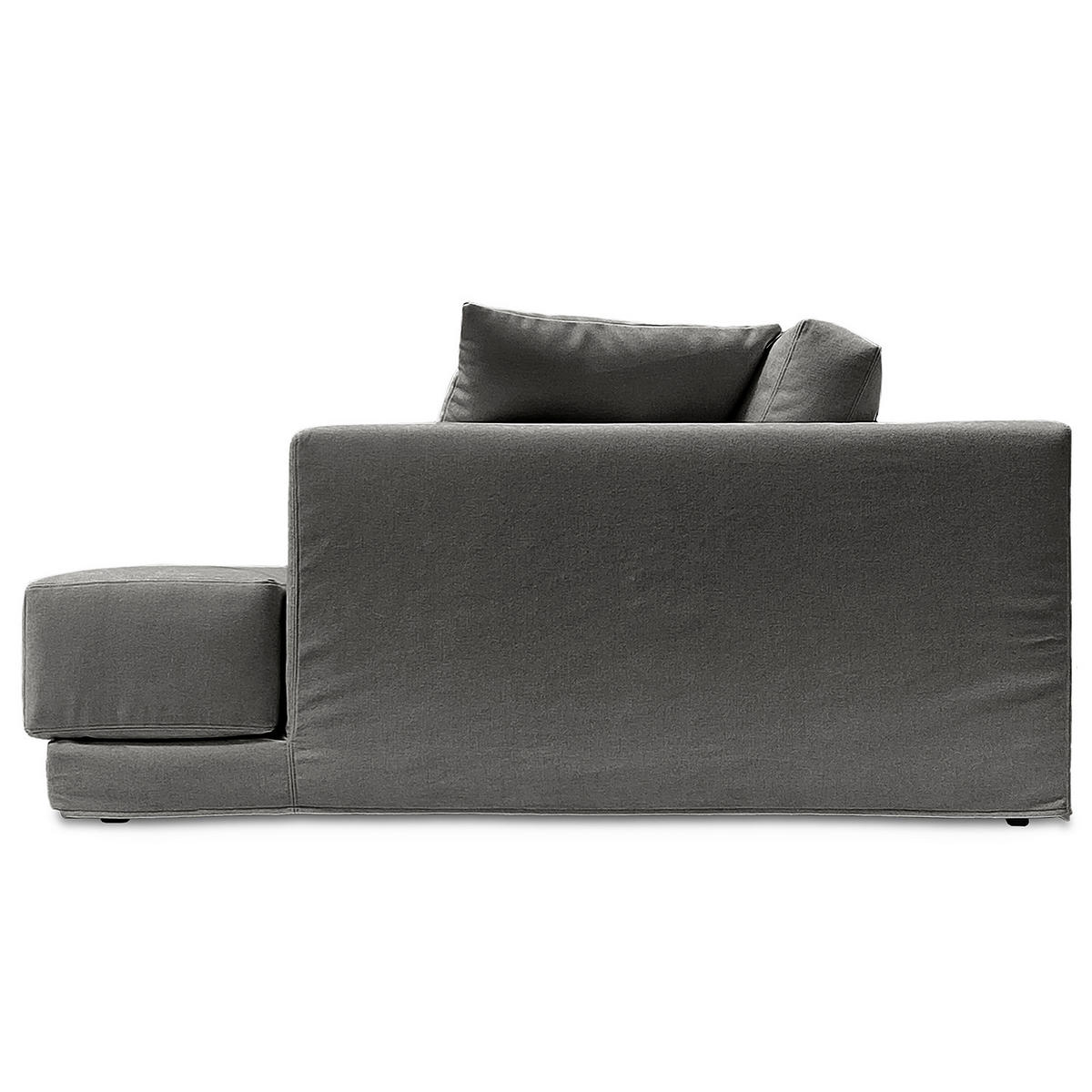 ECKSOFA mit Wechselbezug - Longchair, Webstoff - Dunkelgrau/Schwarz, Kunststoff/Textil (260/155cm) - home24