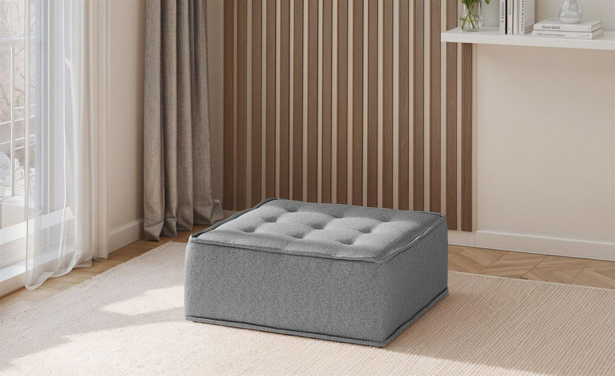 POLSTERHOCKER Sande In Raven - Grau, Holzwerkstoff/Textil (90/38/90cm) - Fun Möbel