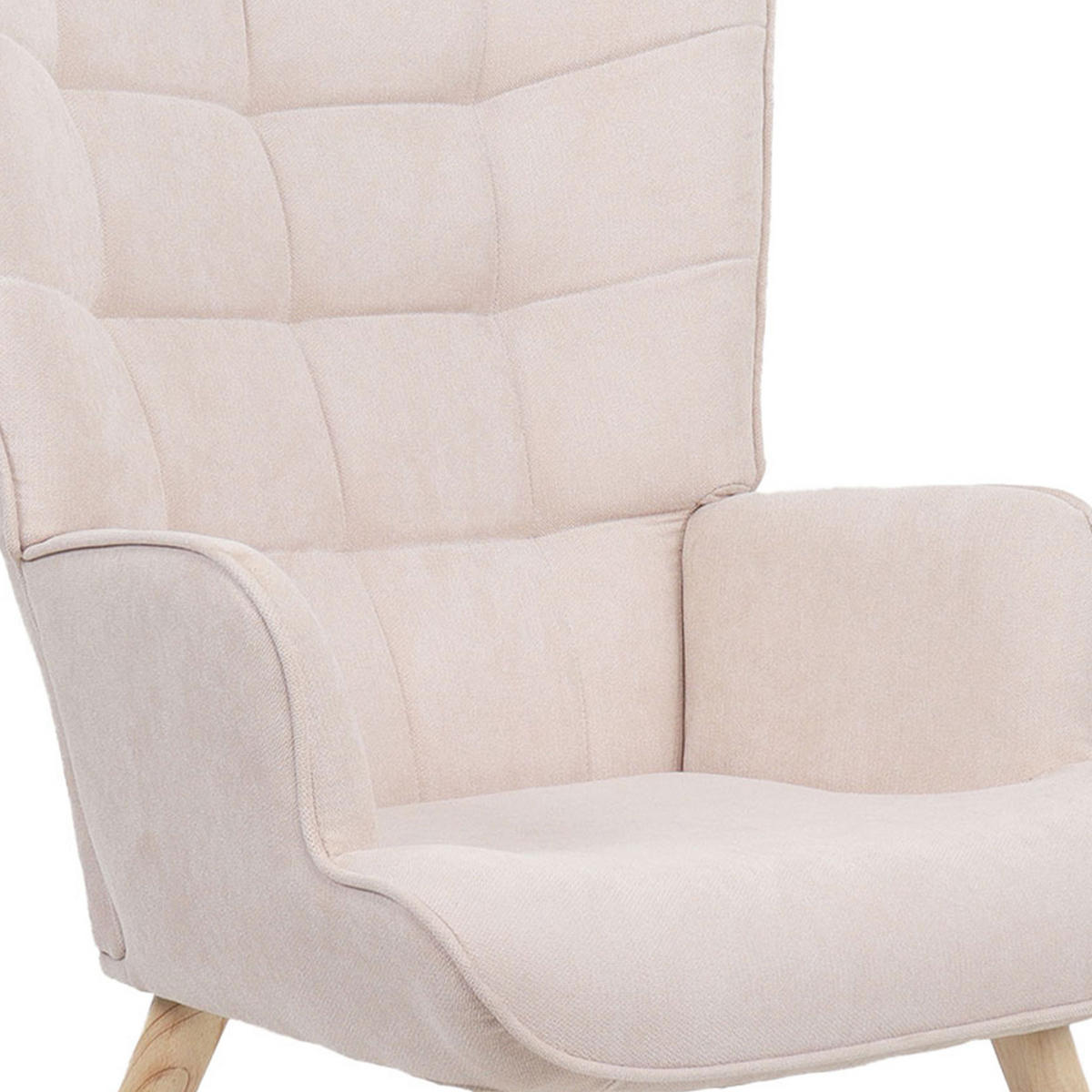 SESSEL Stella Skandinavischer aus beigem Stoff mit Nähten - Beige/Creme, Holz/Holzwerkstoff (67/102/73.5cm) - Sicaan