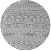 TEPPICH Flachgewebe LANGAU in Silber, mit Ethno-Streifen, Ø 200 cm - Silberfarben, Textil (200/200cm) - KADIMA DESIGN