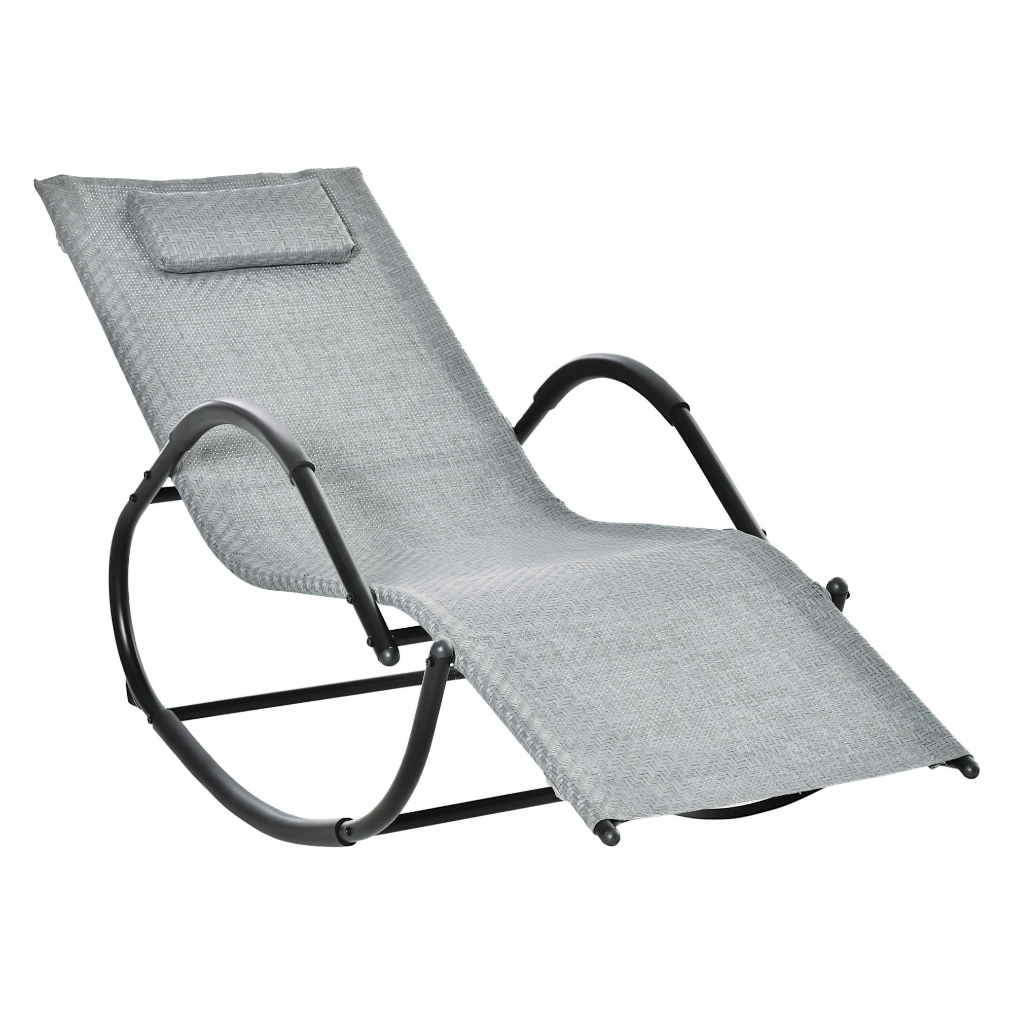 SCHAUKELSTUHL mit Kopfkissen, bis 160 kg, Texteline, Grau 61 x 160 x 79 cm - Grau, Metall (160/79/61cm) - Outsunny
