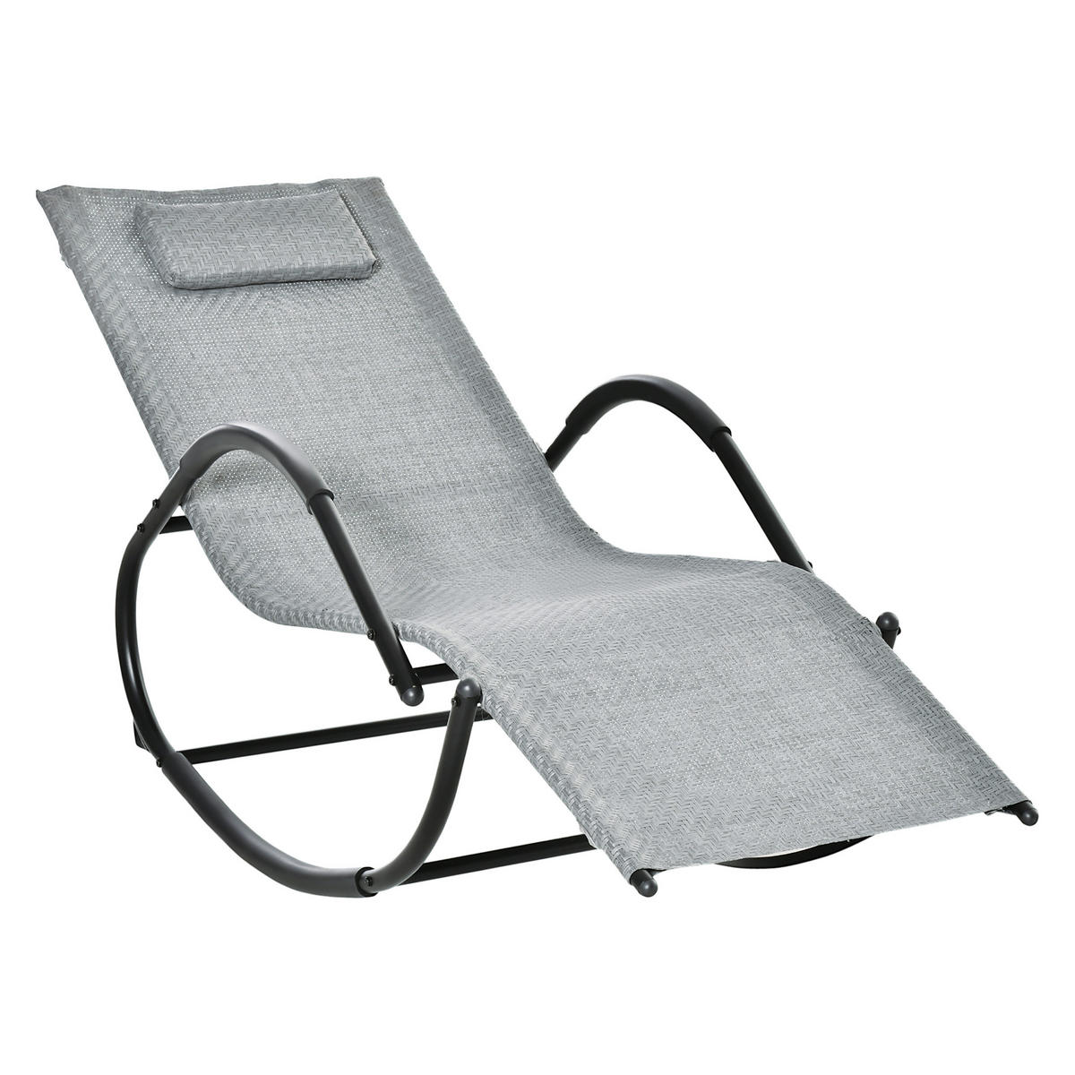 SCHAUKELSTUHL mit Kopfkissen, bis 160 kg, Texteline, Grau 61 x 160 x 79 cm - Grau, Metall (160/79/61cm) - Outsunny