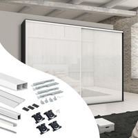 HARDWARE SET für Placard 74 2-Schiebe-Kleiderschrank mit sanftem Schliessen, Griff-Modell Sharp, Stärke 19mm, ohne Paneele, Weiß metallic - Weiß, Metall (3.4/8/235cm) - EMUCA
