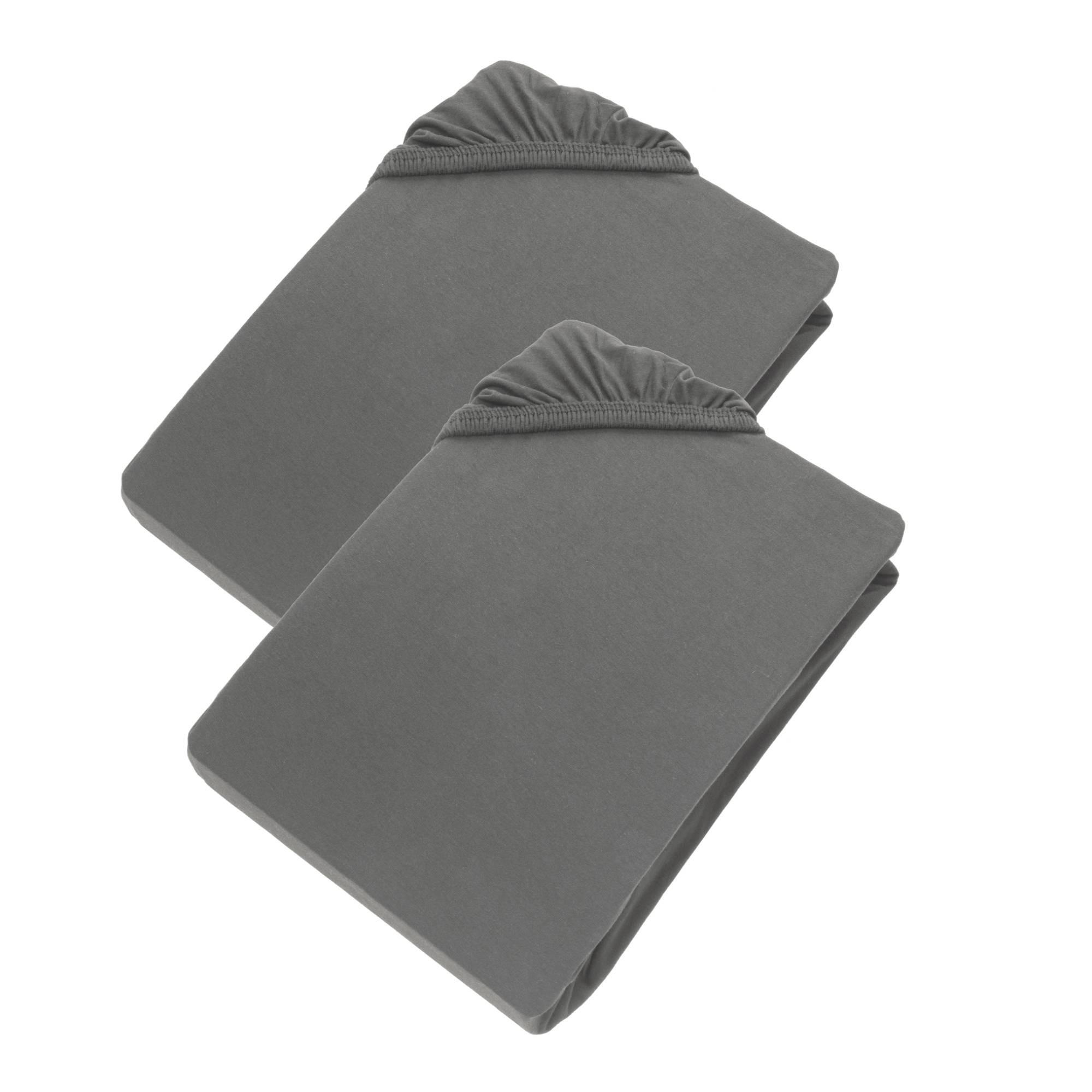 SPANNBETTLAKEN SPANNBETTTUCH PREMIUM 2er Set - Anthrazit, Textil (150/200cm) - Esprit
