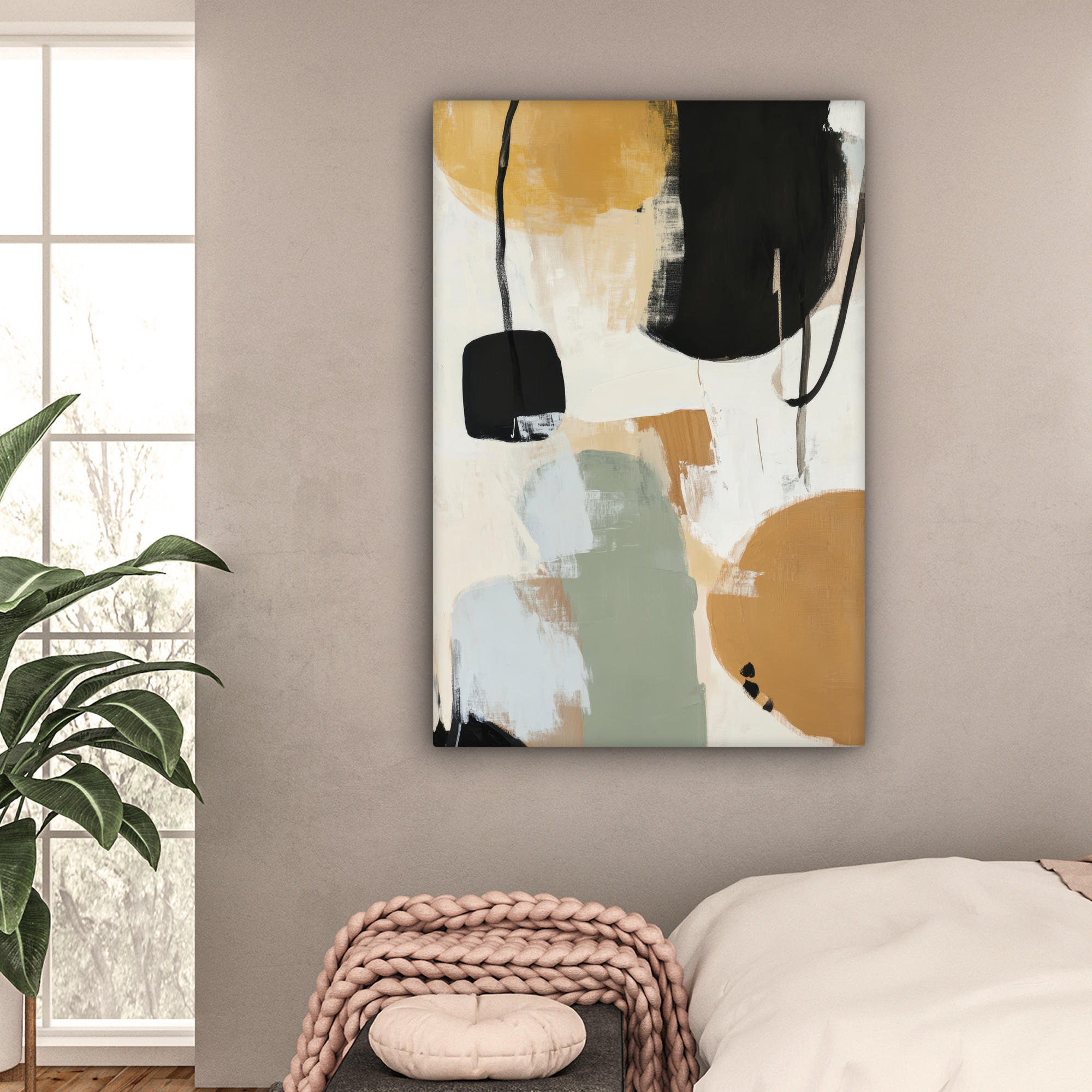 LEINWANDBILD Farbe - Abstrakt - Farben 80x120 cm - Currygelb, Textil (80/120cm) - MuchoWow