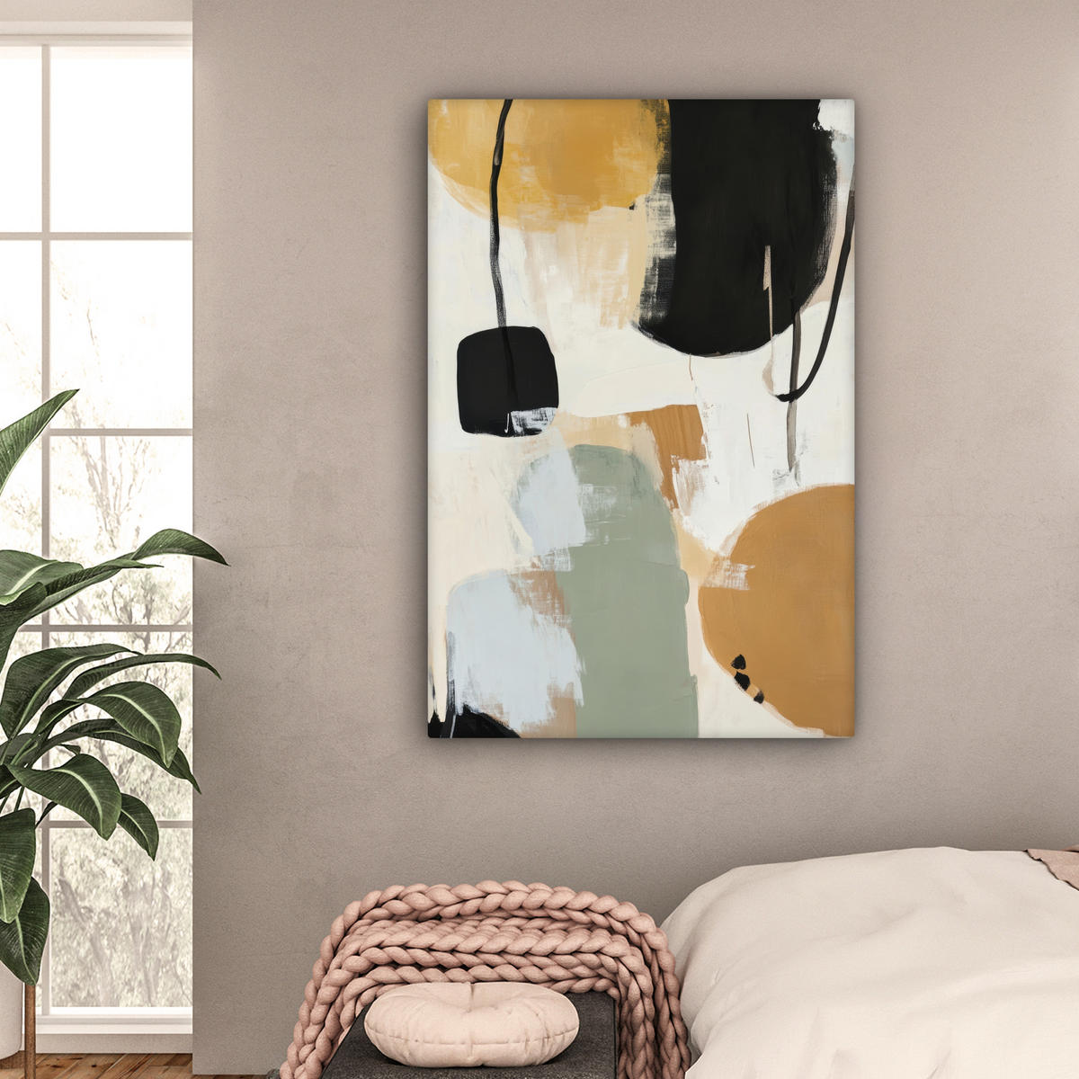 LEINWANDBILD Farbe - Abstrakt - Farben 80x120 cm - Currygelb, Textil (80/120cm) - MuchoWow