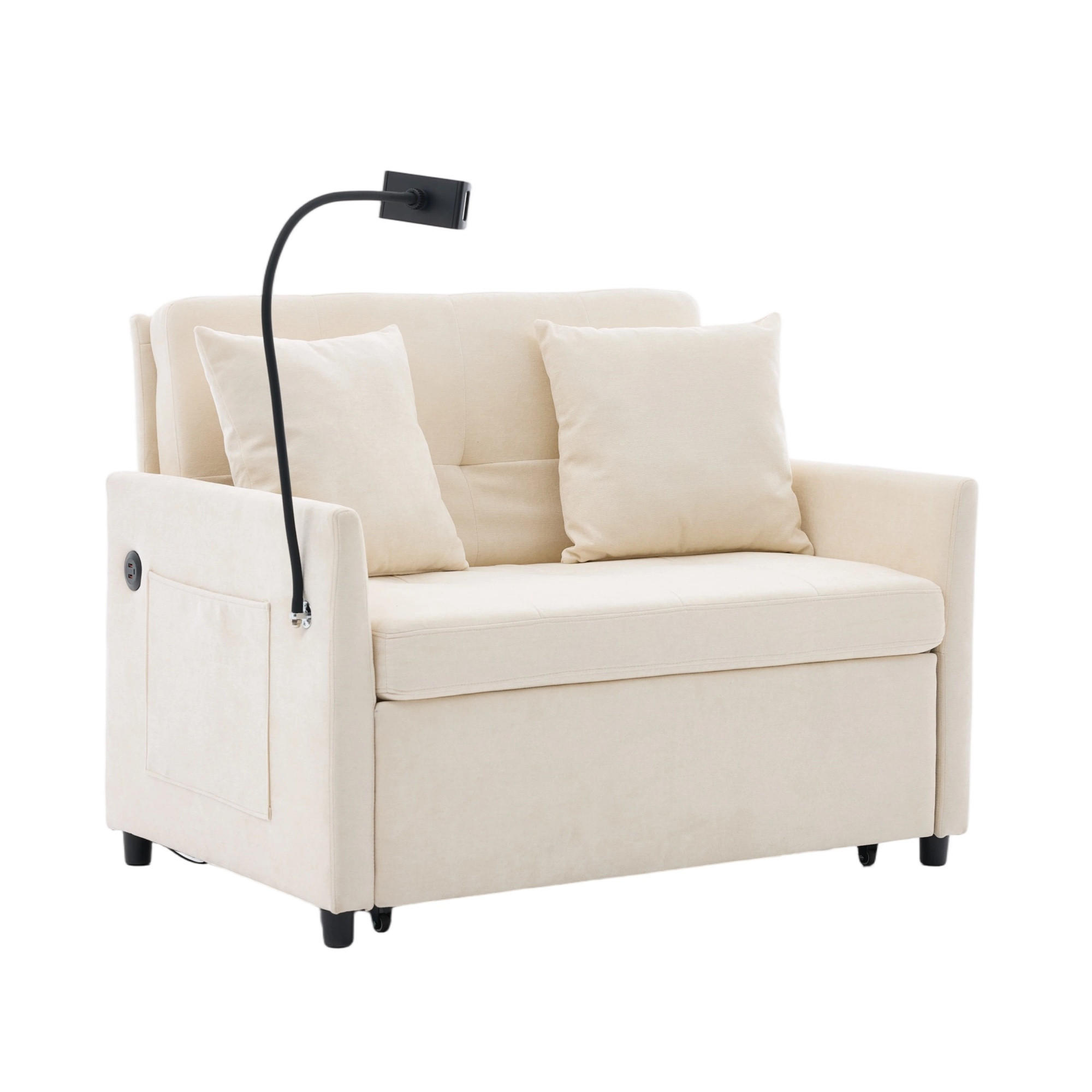 SCHLAFSESSEL DE-35222 mit USB und Tablethalter Beige - Beige, Metall (72/83.5/109cm) - ComfortXL