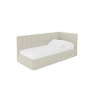 EINZELLBETT Jugendbett mit Bettkasten, Links - TULY 90x200 Beige - Champagner, Holzwerkstoff/Textil (90/200cm) - ALTDECOR