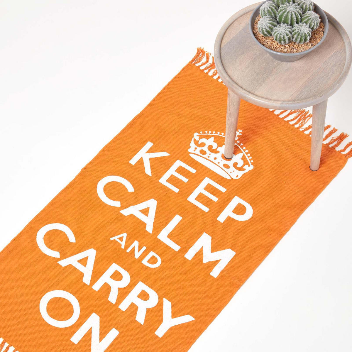 BAUMWOLLTEPPICH Keep Calm and Carry On 60/100 cm - Orange, Textil (60/100cm) - Homescapes