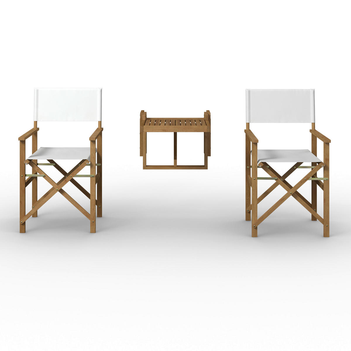 BALKONSET Stella Weiß Akazie/Outdoorstoff - Weiß, Holz - Bessagi Garden