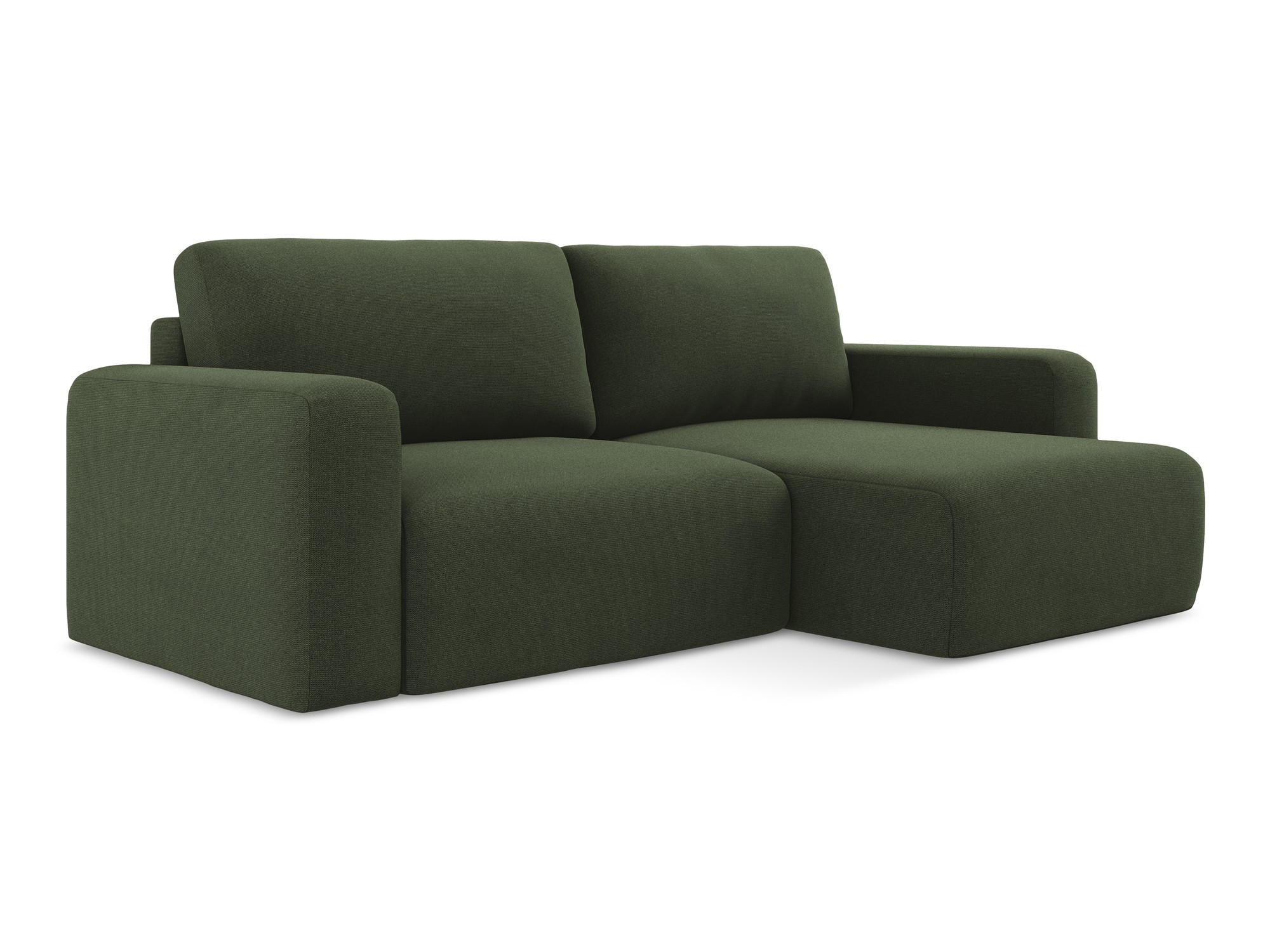 ECKSOFA mit Schlaffunktion rechts Strukturstoff Stoff Grün - Blau/Schwarz, Kunststoff/Textil (244/149cm) - Makamii