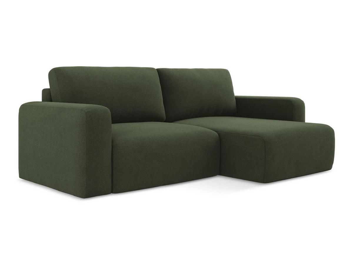 ECKSOFA mit Schlaffunktion rechts Strukturstoff Stoff Grün - Blau/Schwarz, Kunststoff/Textil (244/149cm) - Makamii