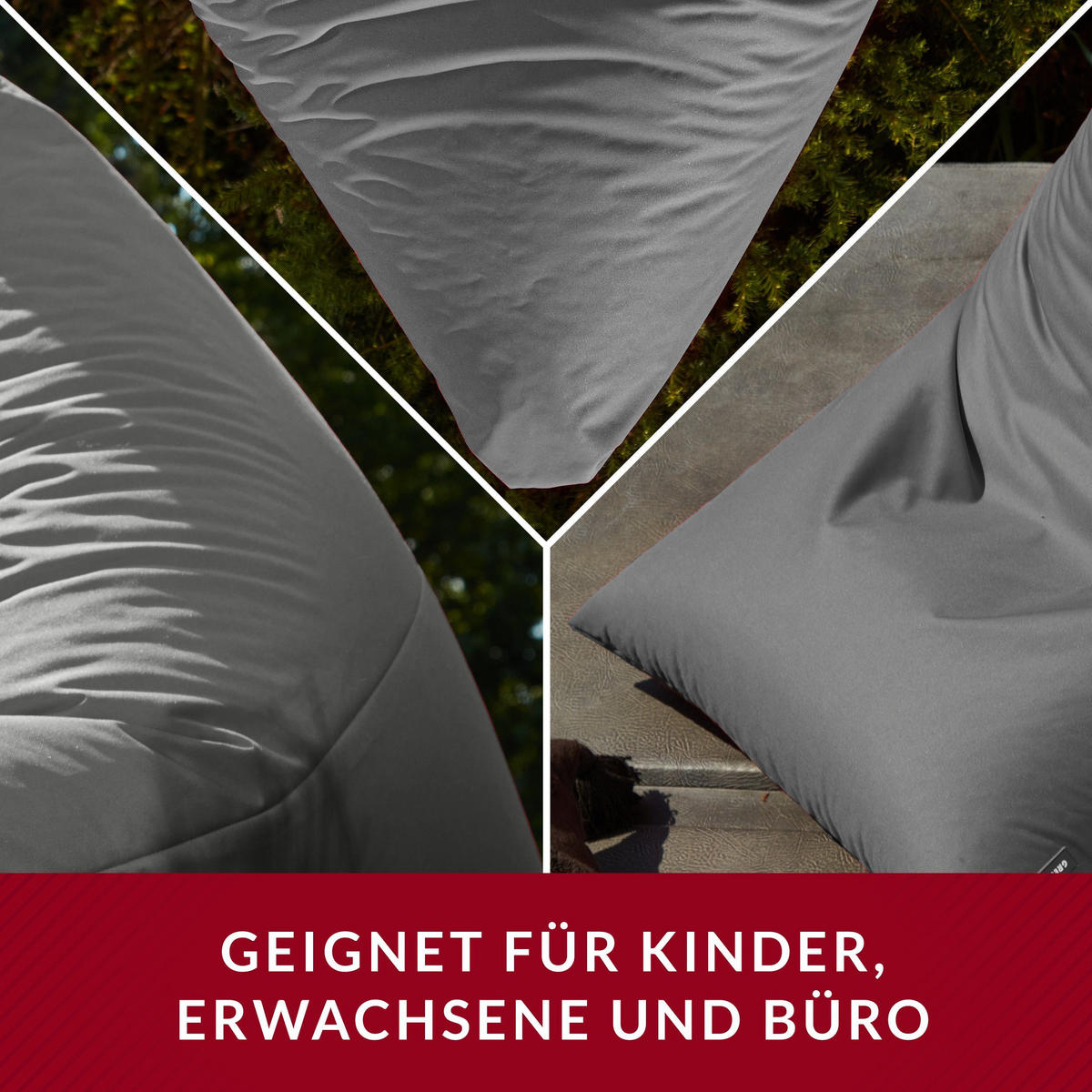OUTDOOR SITZSACK Triangle 150x100x100cm - Grau, Textil (100/100/150cm) - Green Bean