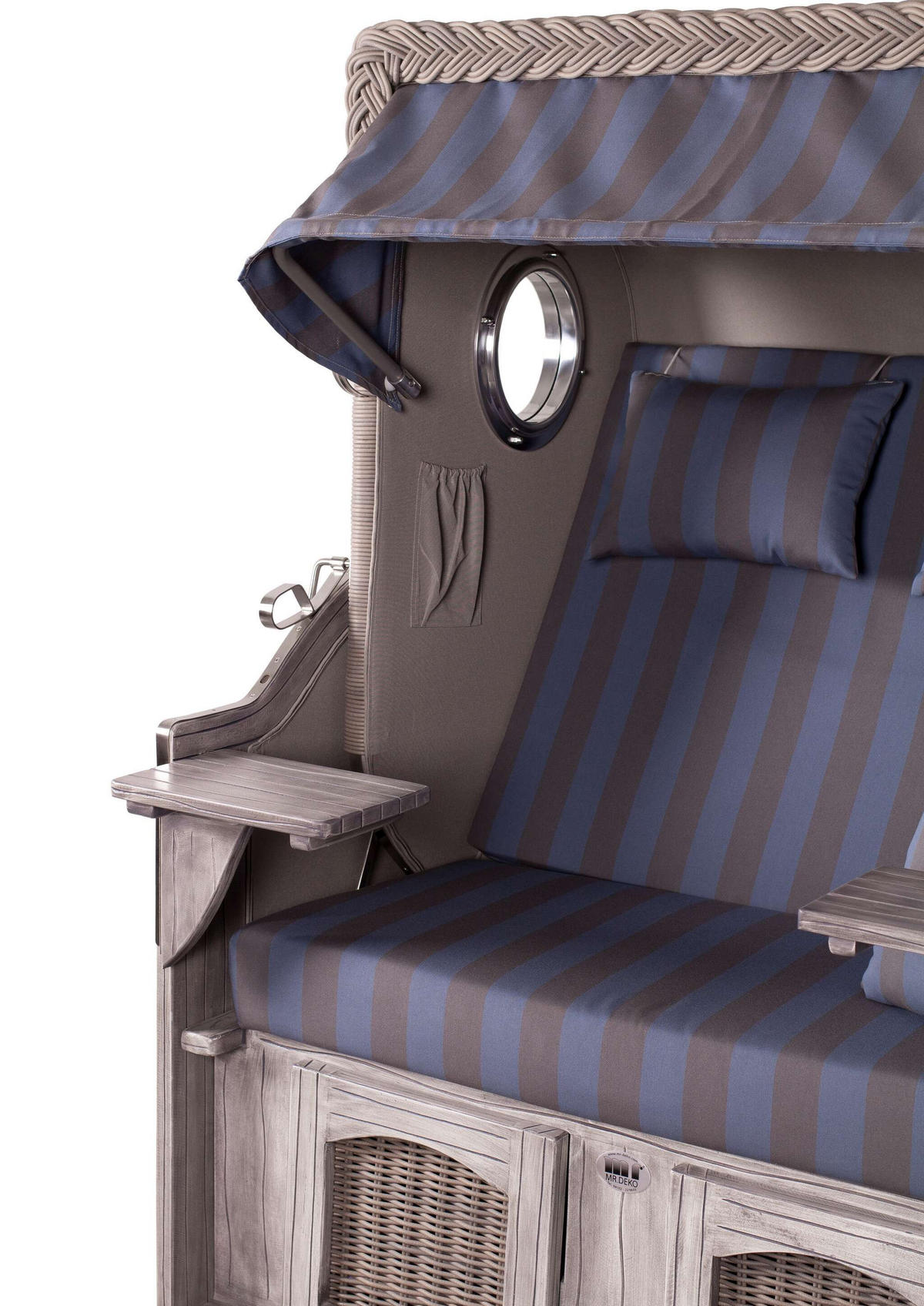 STRANDKORB Düne Koboo Grau Bullaugen - Blaugrau/Braun, Metall (125/170/80cm) - Mr. Deko