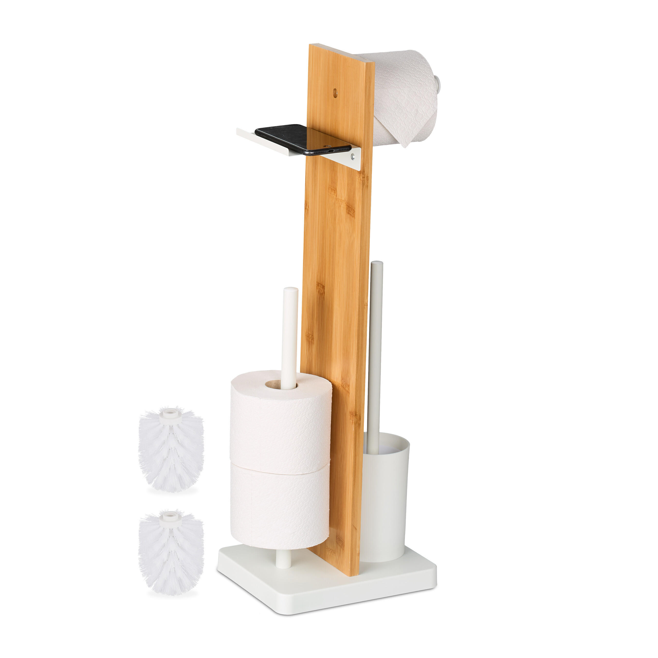 WC-GARNITUR - Weiß, Holz/Kunststoff (27/68/18cm) - Relaxdays