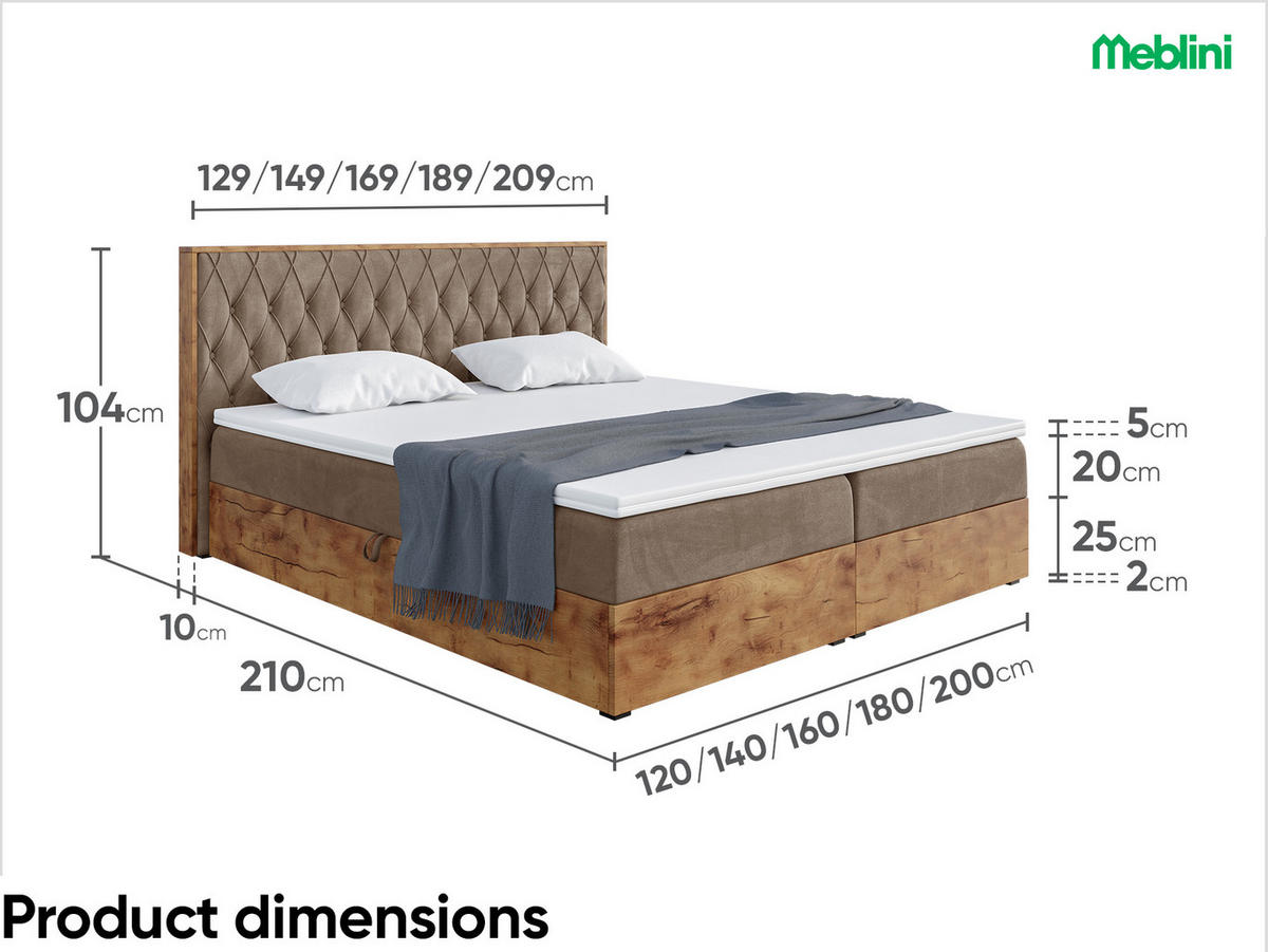 BOXSPRINGBETT Lofty 6 H4 - Braun, Holzwerkstoff (120/200cm) - Meblini