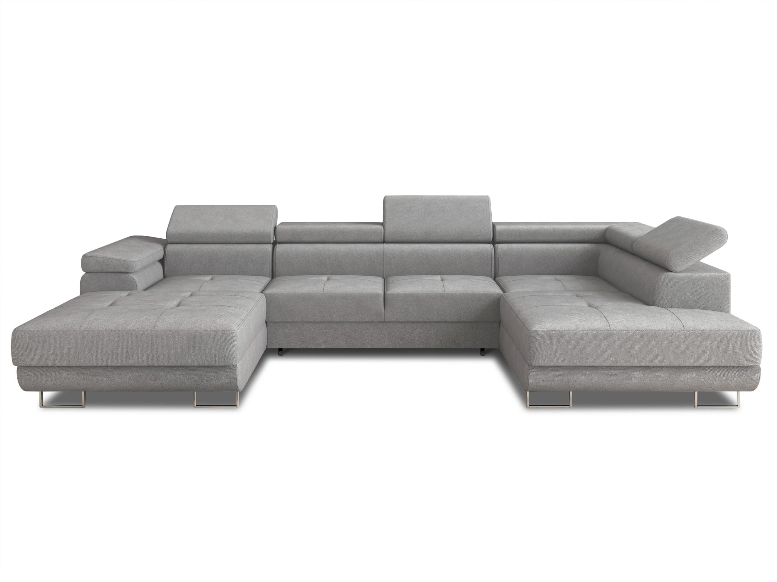 WOHNLANDSCHAFT Caris U, Seite: Links - Hellgrau, Holz/Textil (348/90/205cm) - Sofnet