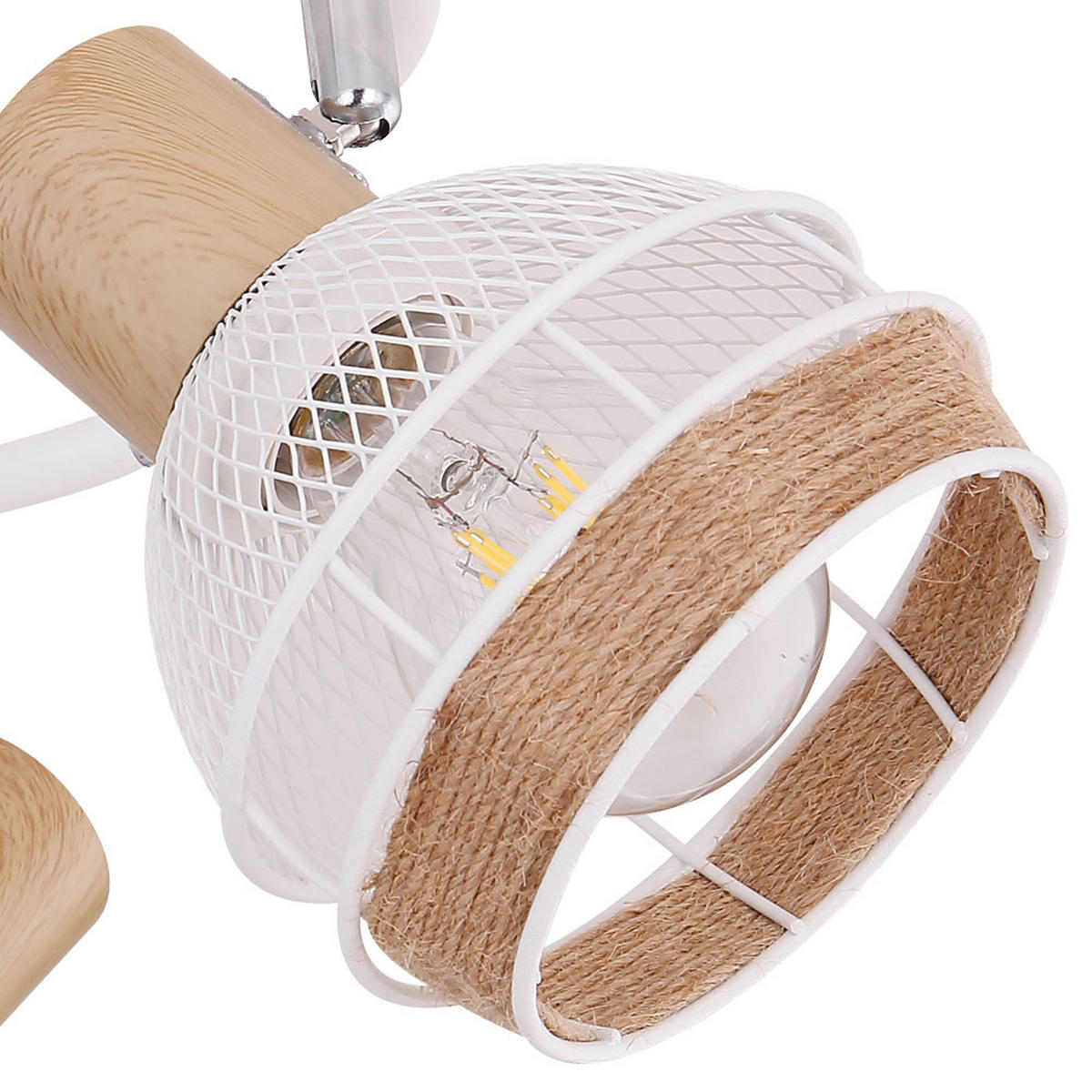 DECKENLEUCHTE Metall Weiß Holz-Optik - Weiß, Naturmaterialien (28/28/18.2cm)