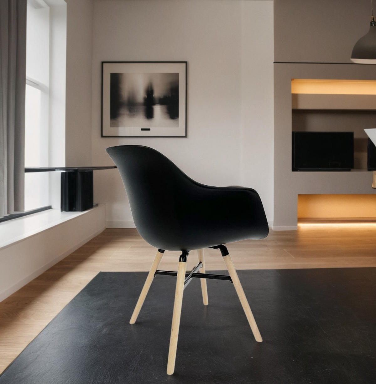 ESSZIMMERSTUHL Polypropylen Skandinavisch Hochbelastbar, Schwarz 81x57x56,5 cm - Beige/Schwarz, Kunststoff/Buchenholz (57/57/57cm) - KADIMA DESIGN