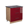 KÜCHENUNTERSCHRANK Fame-Line Bordeaux Hochglanz 80 cm AP Anthrazit - Bordeaux/Eiche Wotan, Holzwerkstoff (80/82/60cm) - Vicco