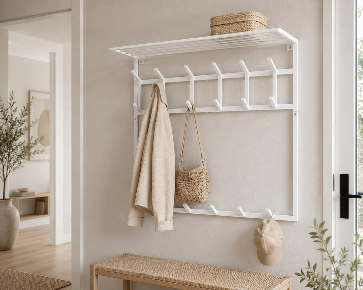 KLEIDERABLAGE Jaimy - Weiß, Metall (80/35/30cm) - LOFT42