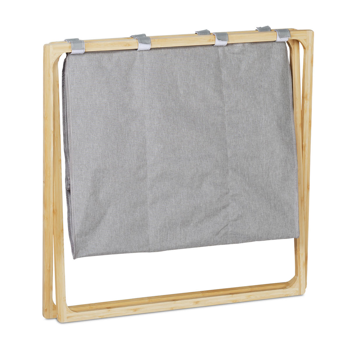 WÄSCHESORTIERER klappbar - Grau, Holz/Textil (69/57.5/38cm) - Relaxdays