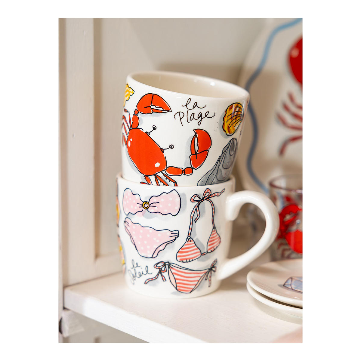 CAPPUCCINO-BECHER Bikini in Bunt - 500 ml - Multicolor, Keramik (0.5L) - Blond Amsterdam