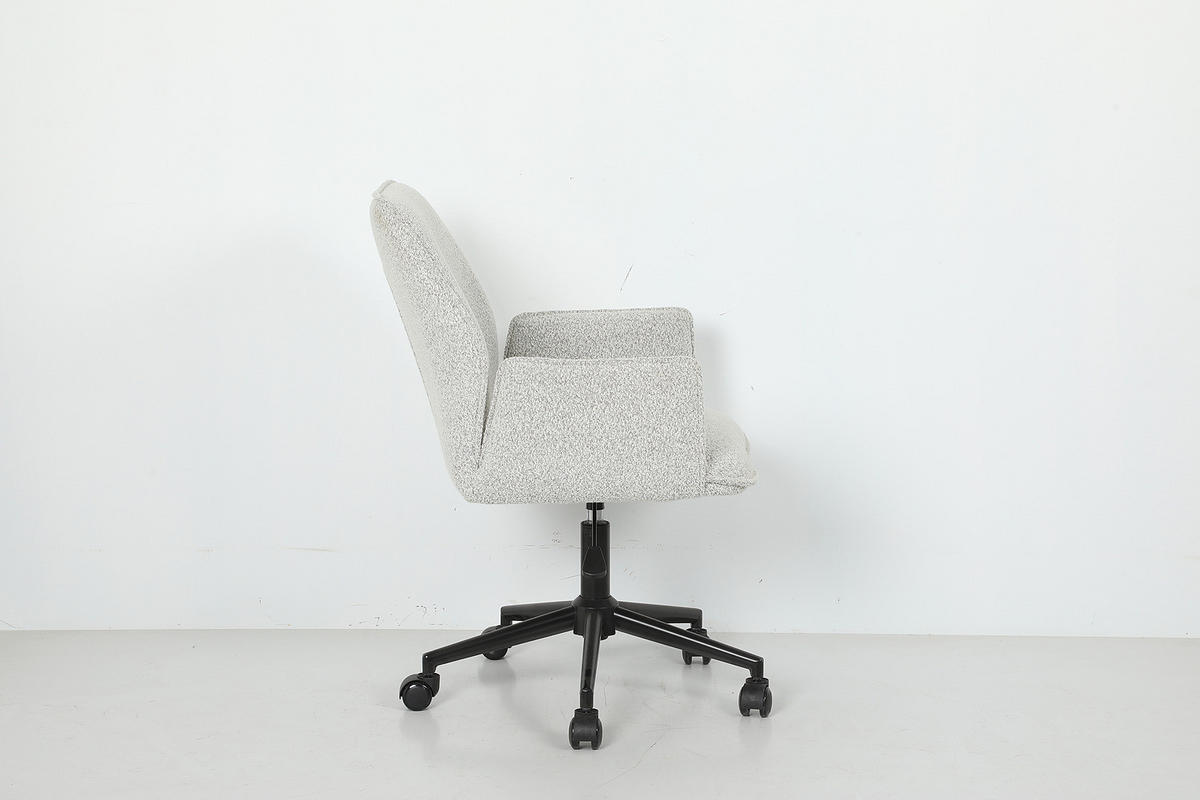 BÜRODREHSTUHL - Bouclé / Eisen - Greige/Schwarz, Textil/Metall (57/85/62cm) - home24