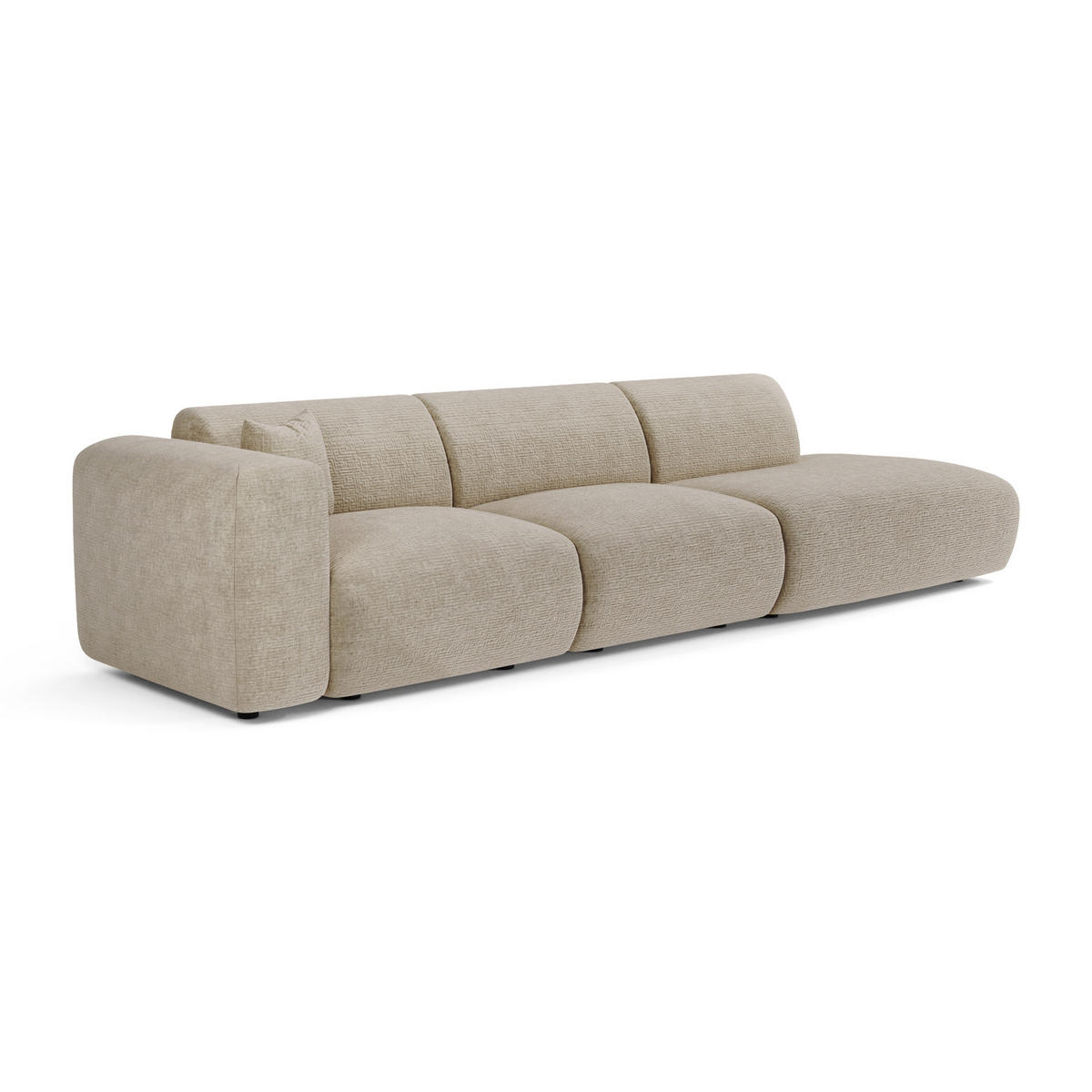 SOFA 5-Sitzer Gemusterter Samt Beige 310cm - Beige, Textil (310/73/96cm) - Sia Home