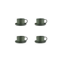 TASSEN Scandi 150ml und Untertasse Ø12cm - 8 Teile - Olive - Grün, Keramik (12/6.5/12cm) - Björn