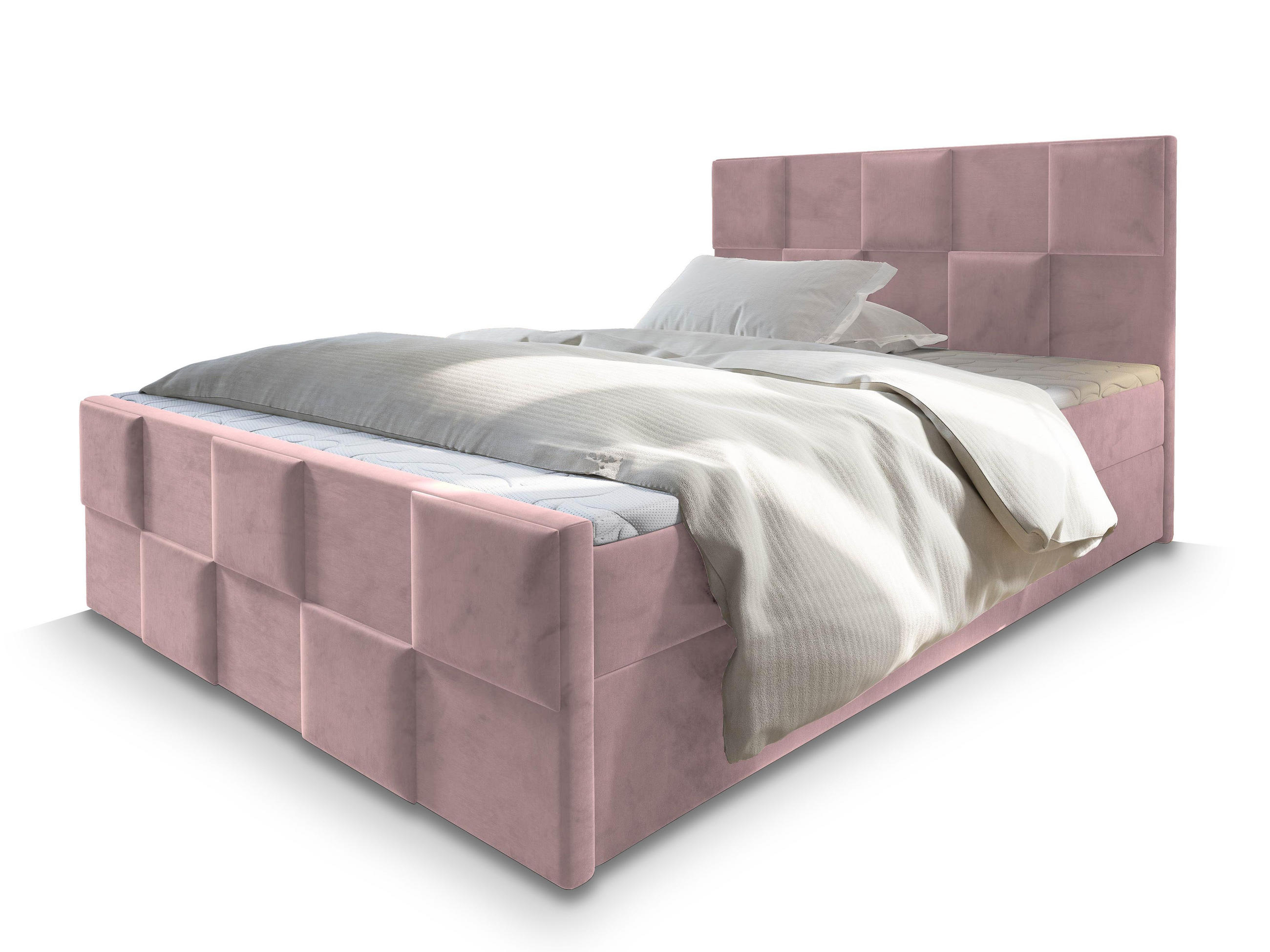 BOXBETT MONA 160x200 cm mit Matratze und Topper - Rosa - Rosa, Holz (160/200cm) - MASSENO