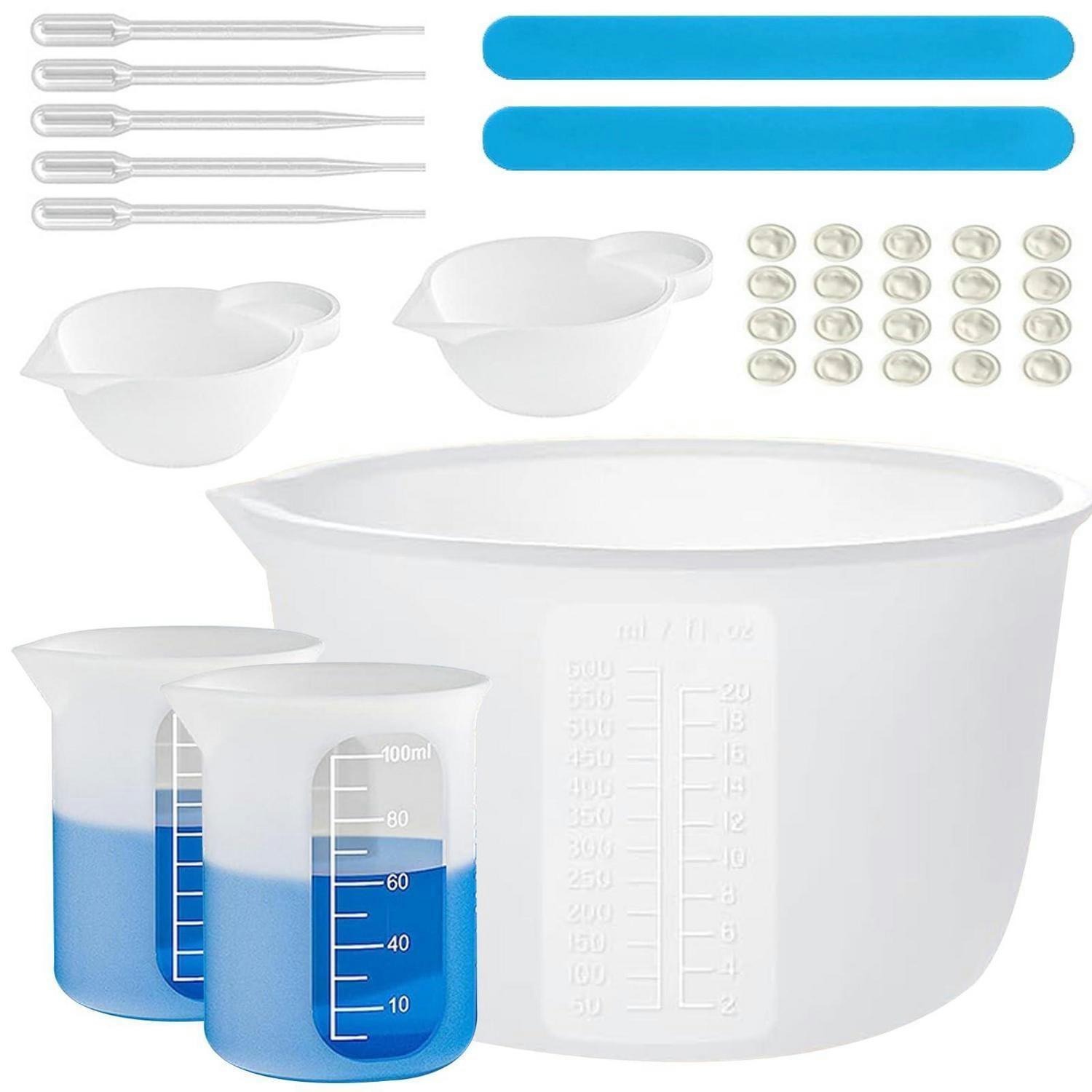 MESSBECHER Set Silikon 600ml mit Zubehör - Transparent, Kunststoff (0.6L)