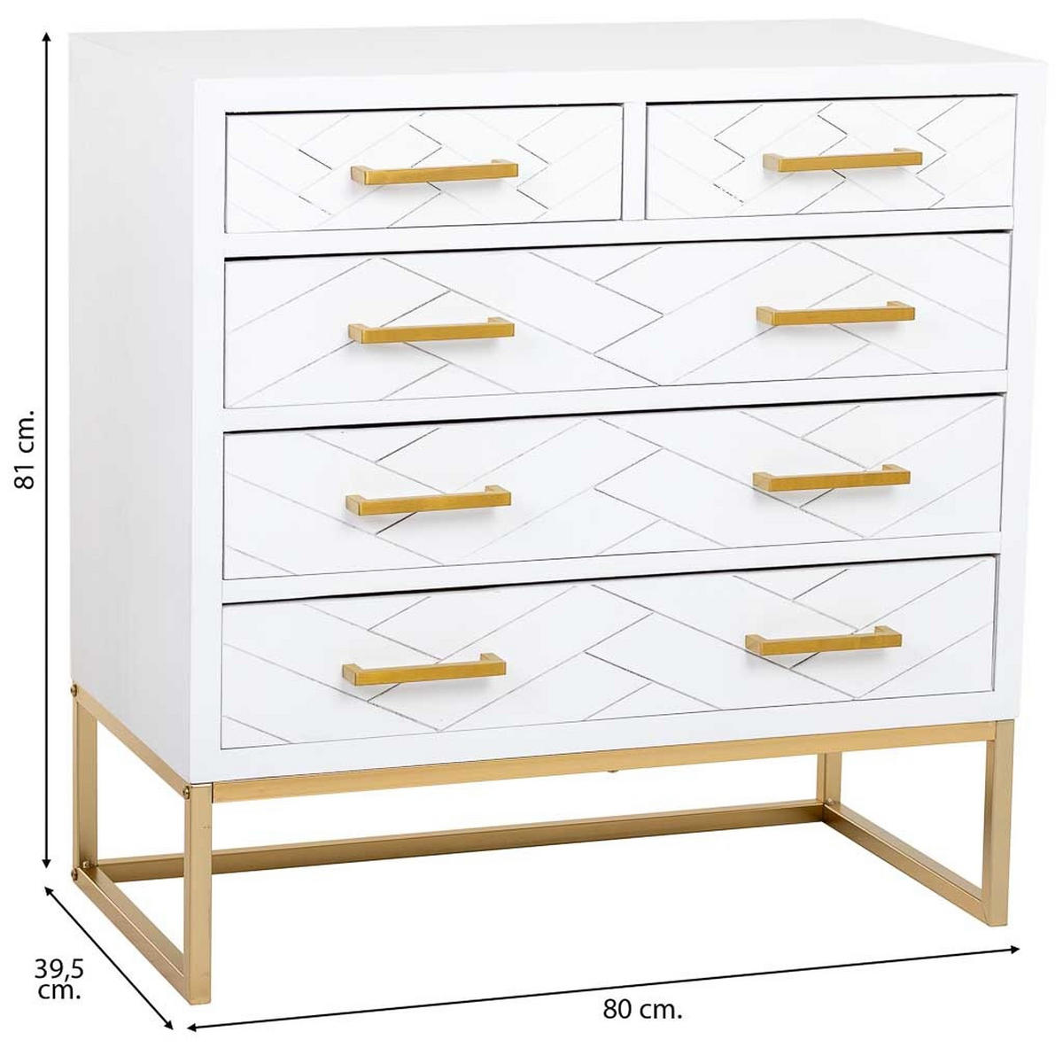 KOMMODE mit 4 schubladen aus holz und metall 80x39x81 cm - Weiß, Holz (80/81/39cm) - Wanderlust