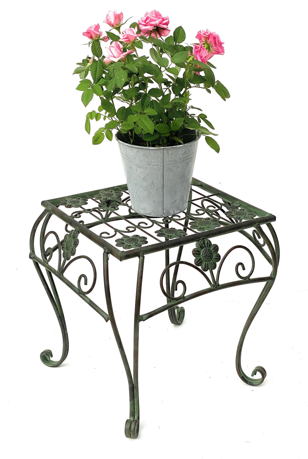 BLUMENHOCKER eckig Metall Grün 35/35/34,5 cm - Grün, Metall (31.5/34.5/31.5cm) - DanDiBo