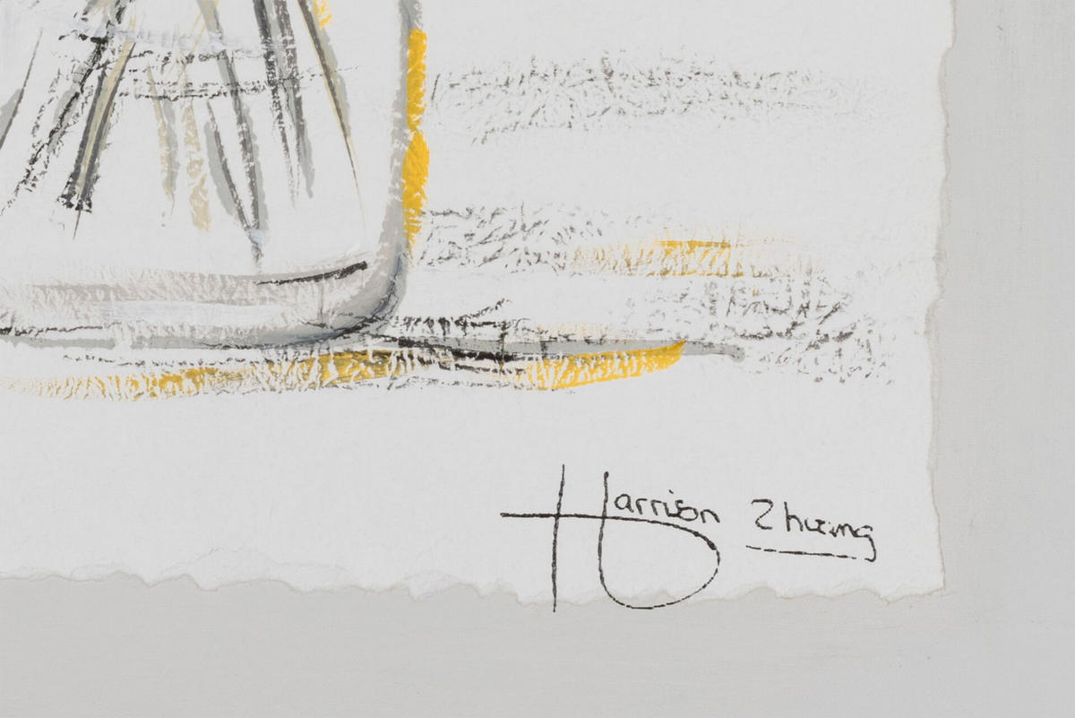 ACRYLBILD HANDGEMALT 40/40 cm - Gelb/Grau, Holz/Textil (0.45/40cm) - KUNSTLOFT