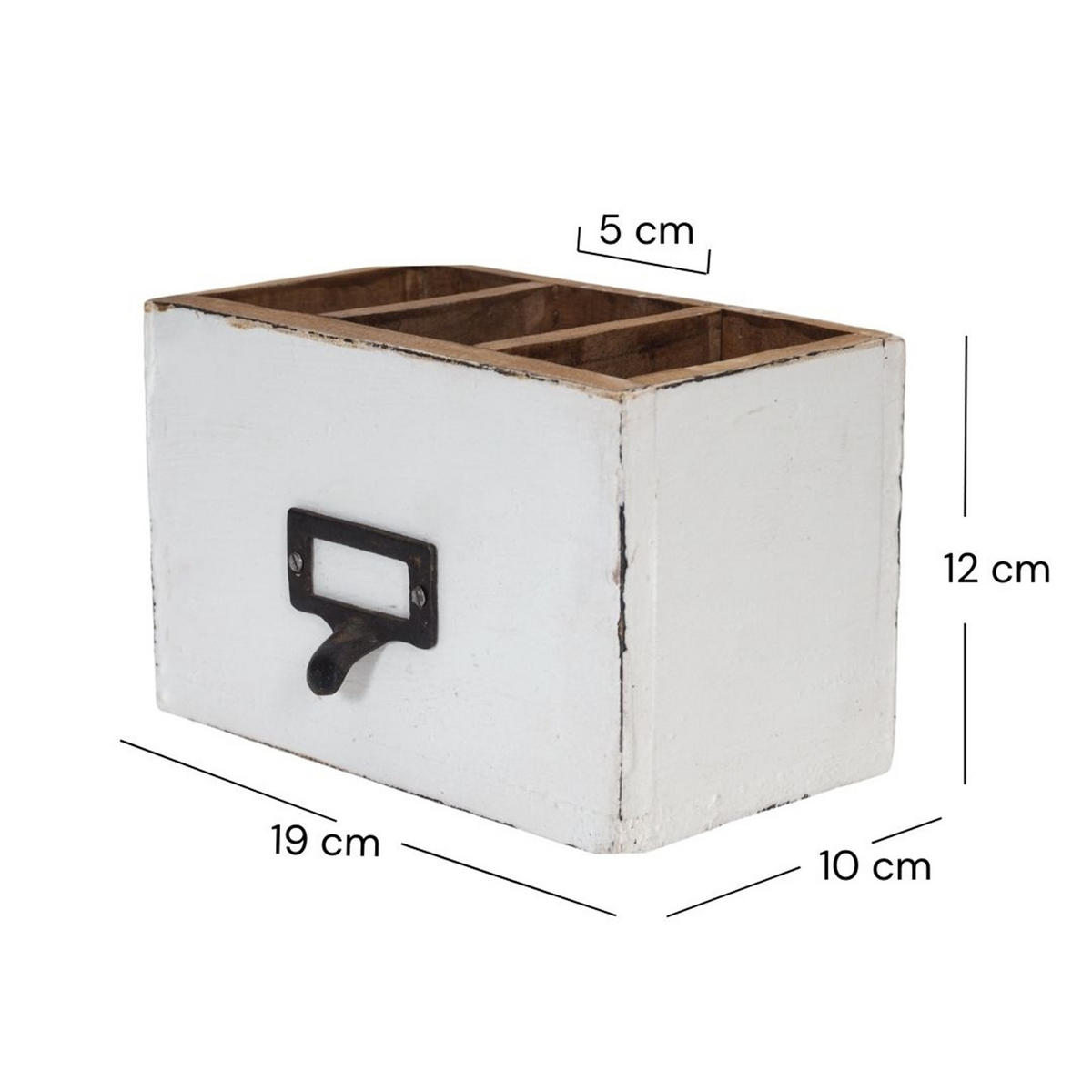 STIFTEHALTER-BOX Vintage 19 Mahagoni 06 weiß-landhaus - Weiß, Holz (10/19/12cm) - DESIGN DELIGHTS