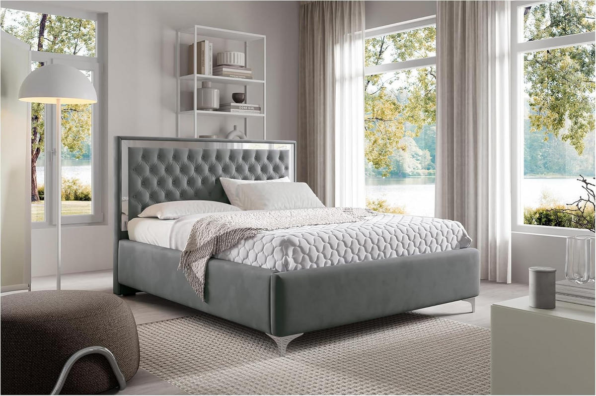 POLSTERBETT ARONA - Dunkelgrau, Textil (120/200cm) - Meblini