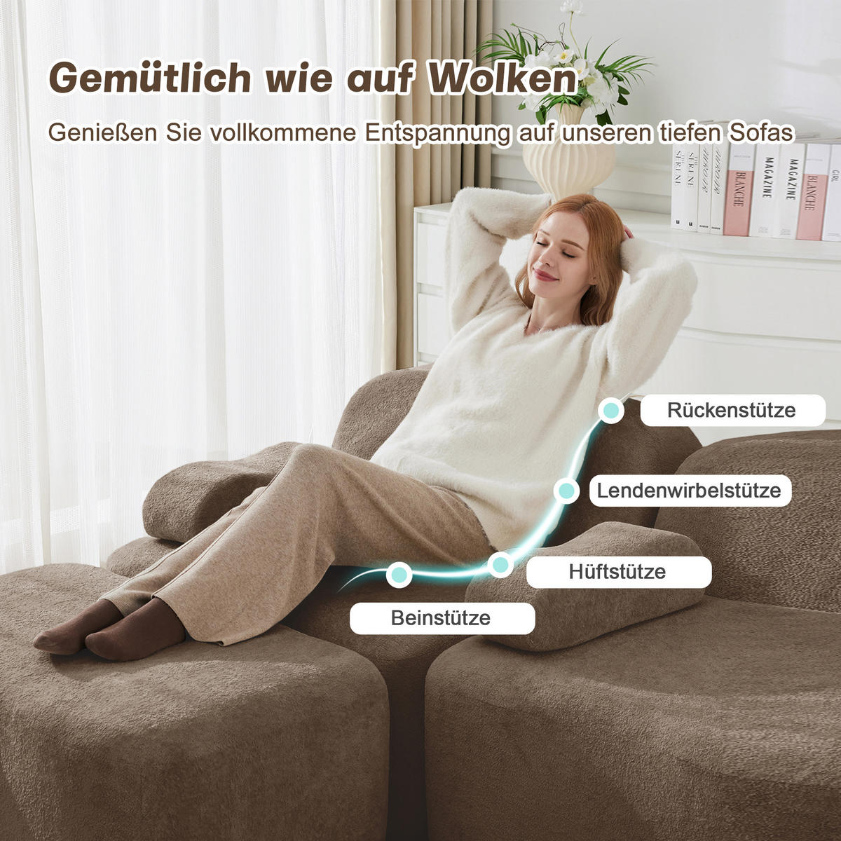 2-SITZER ECKSOFA Samt Braun mit Hocker - Braun, Textil (192/167cm) - WISHDOR