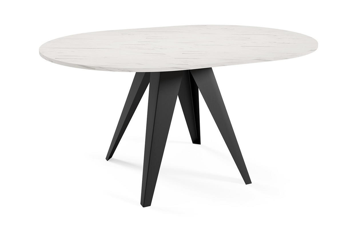 ESSTISCH Gerda Bianco Marmor / Schwarz 90/128 / 90 / 76cm - Schwarz/Weiß, Holz/Holzwerkstoff (90/90/76cm) - Feldmann-Wohnen