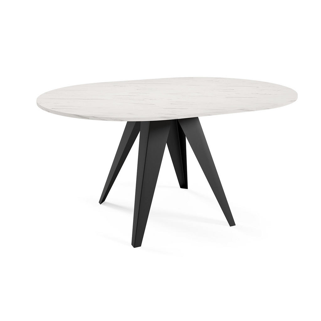 Thumbnail - Feldmann-Wohnen Esstisch, Weiß, Grau, Schwarz, Holz, Rund,Rund, Stativgestell, 90x76x90 cm, Esszimmer, Tische, Esstische