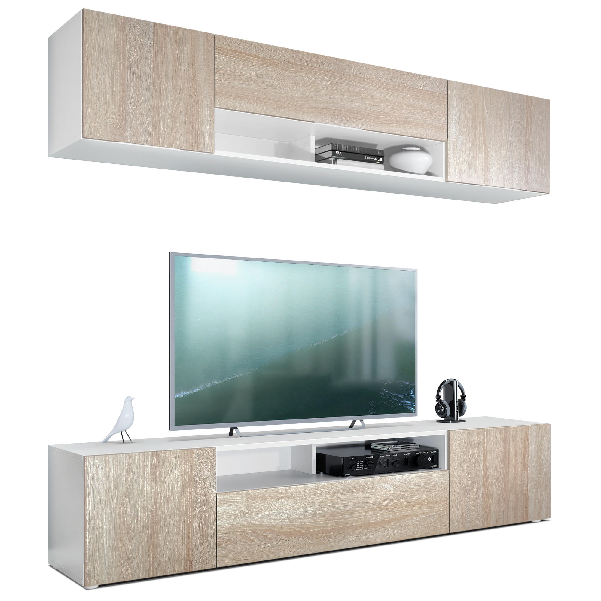 Vladon Wohnwand Eiche San Remo 181x147x35 cm