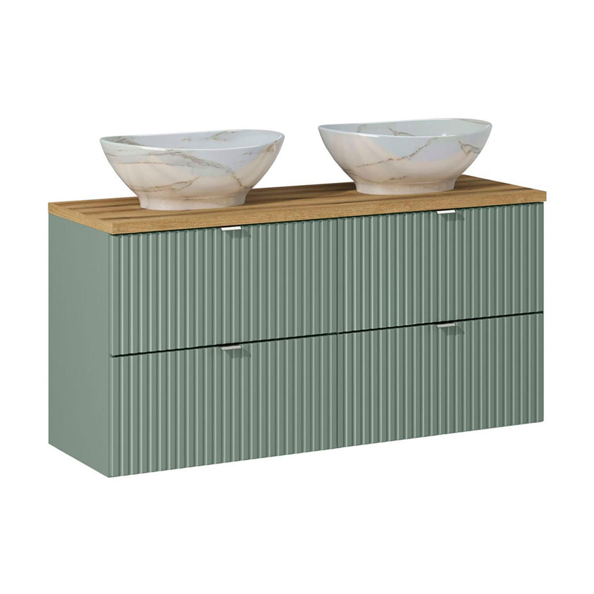 DOPPELWASCHTISCH 120.4cm Jade Grün und Holz - Grün, Holzwerkstoff (120.4/59/40cm) - Petits-meubles