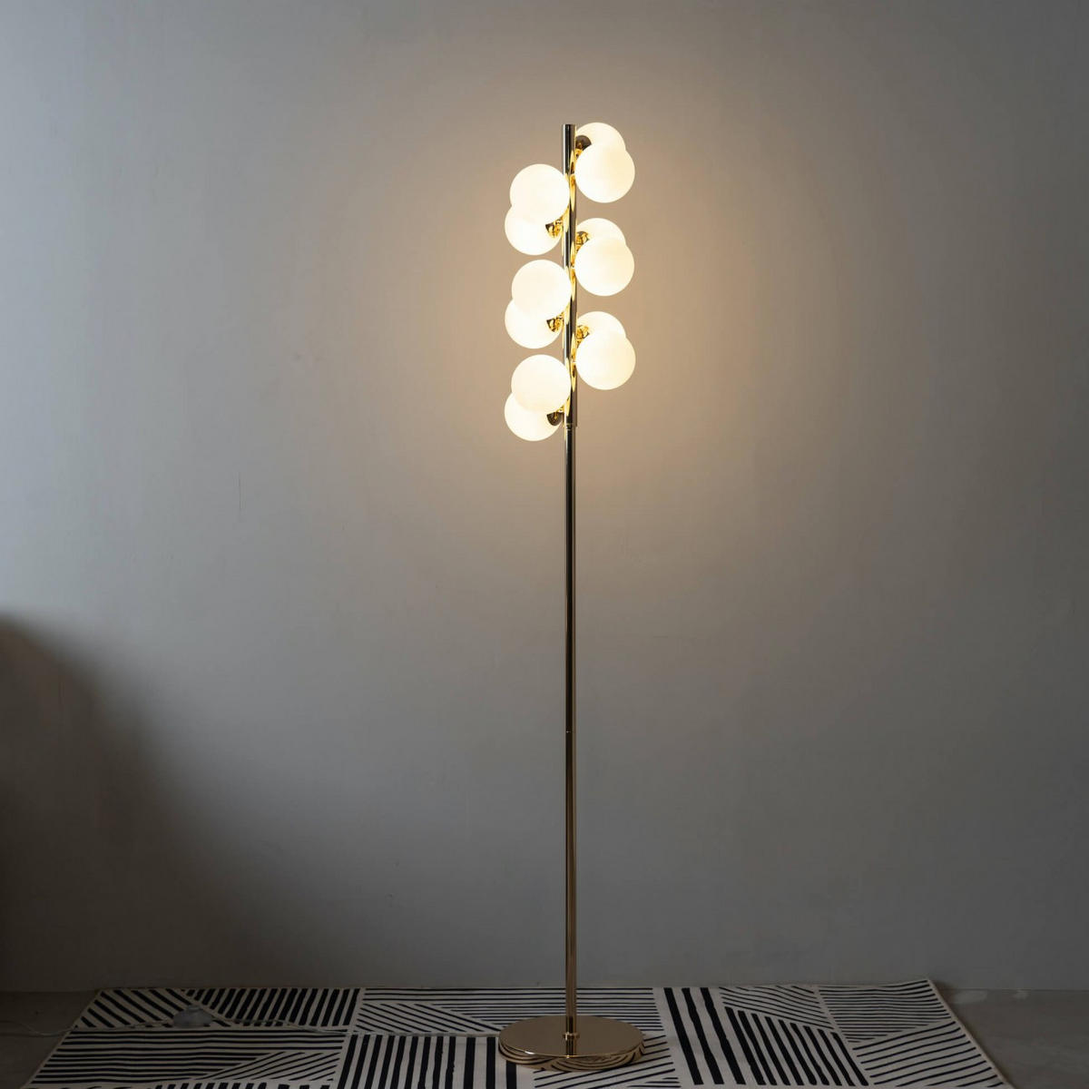 STEHLEUCHTE Ambrosia, Roségold und Weiß, 157.5cm - Roségold, Glas (157/26/157.5cm) - KOSILUM