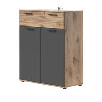 SCHUHKOMMODE Eiche, grau 90 cm mit Soft-Close - Eichefarben/Schwarz, Holzwerkstoff/Kunststoff (90/104/37cm) - Inn.Furn